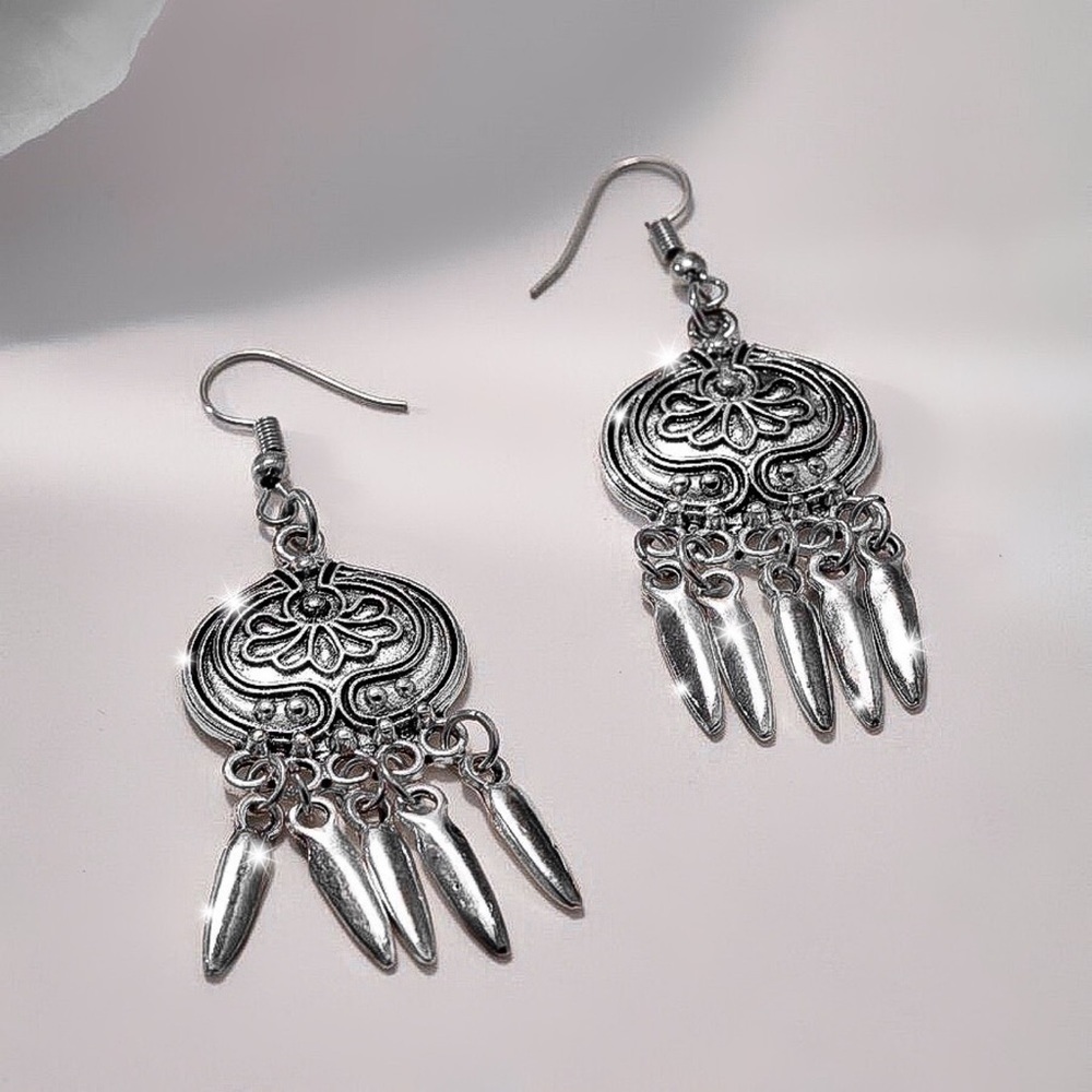 Any 3/$25! Silver Fringed Boho Dangle Earrings - Picture 5 of 9